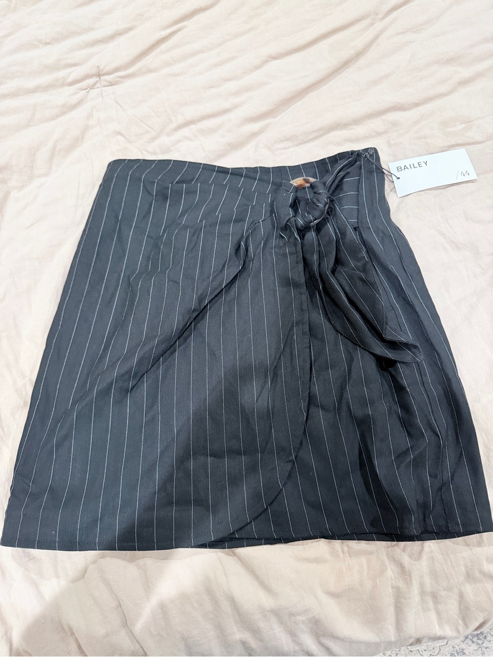 Bailey 44 Black Pinstripe Wrap Skirt